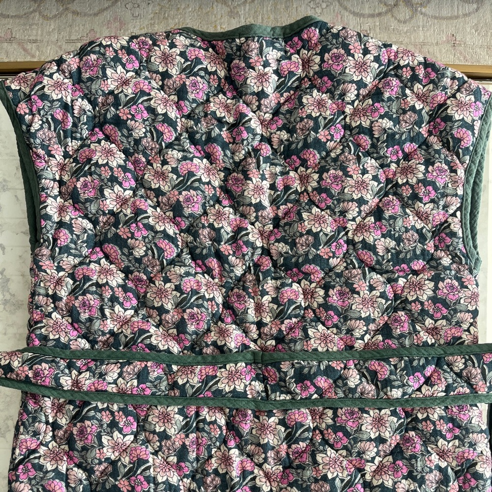 Floral Quilted Vest with Belt